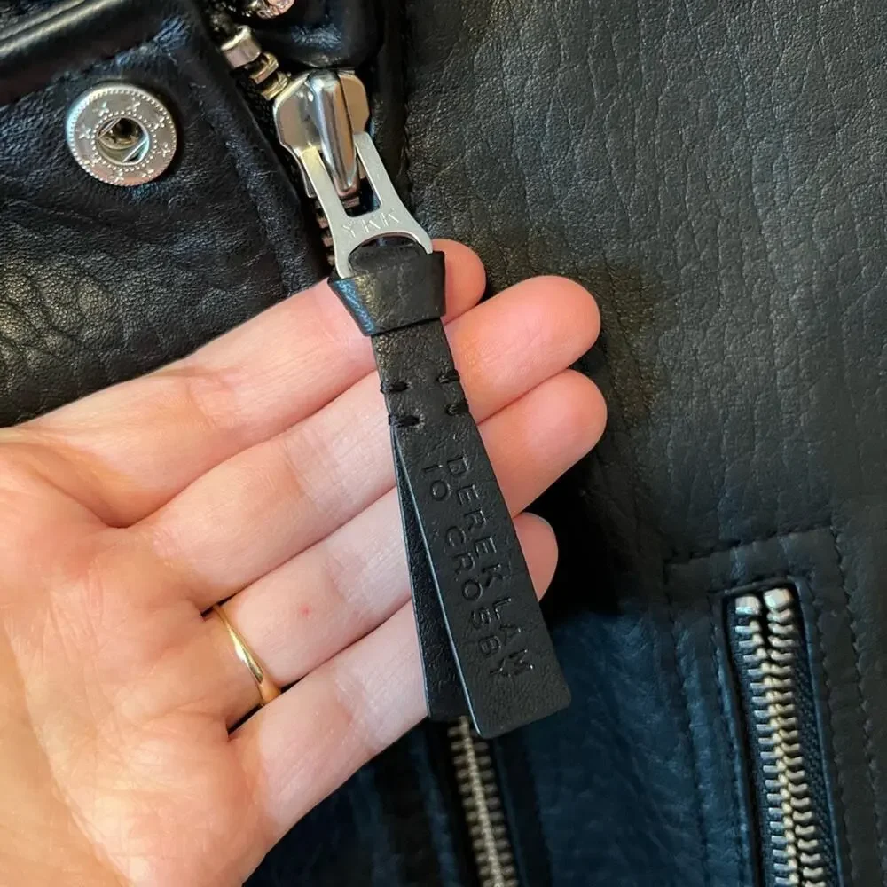 Derek lam black leather motorcycle biker jacket zip up vest NWT - Picture 5 of 7